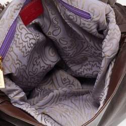 Pre Owned حقيبة كتف ايترو جلد بني داكن بشراشيب بقلاب 