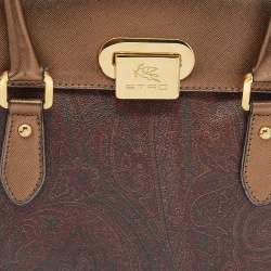 Pre Owned Etro Multicolor Paisley Print Coated Canvas and Leather Satchel