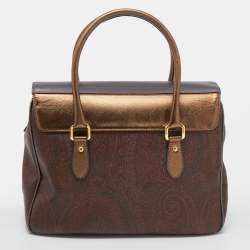 Pre Owned Etro Multicolor Paisley Print Coated Canvas and Leather Satchel