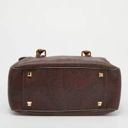 Pre Owned Etro Multicolor Paisley Print Coated Canvas and Leather Satchel