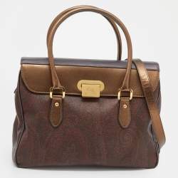 Pre Owned Etro Multicolor Paisley Print Coated Canvas and Leather Satchel