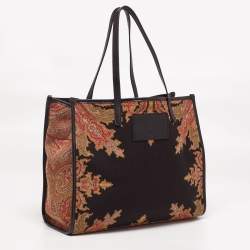 Pre Owned Etro Black Canvas Jacquard Tote