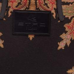 Pre Owned Etro Black Canvas Jacquard Tote