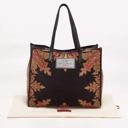 Pre Owned Etro Black Canvas Jacquard Tote