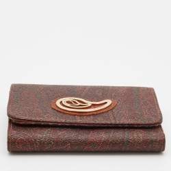 Pre Owned Etro Brown Paisley Printed Coated Canvas Compact Wallet