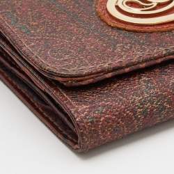 Pre Owned Etro Brown Paisley Printed Coated Canvas Compact Wallet