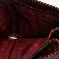 Pre Owned Etro Brown Paisley Printed Coated Canvas Compact Wallet