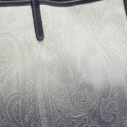 مملوكة مسبقًا Etro Ombre Black/White Paisley Print Coated Canvas and Leather Shopper Tote 