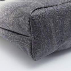 مملوكة مسبقًا Etro Ombre Black/White Paisley Print Coated Canvas and Leather Shopper Tote 