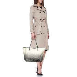 مملوكة مسبقًا Etro Ombre Black/White Paisley Print Coated Canvas and Leather Shopper Tote 
