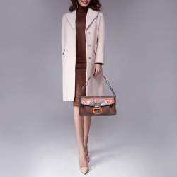 Pre Owned Etro Multicolor Paisley Printed Croc Embossed Leather Shoulder Bag