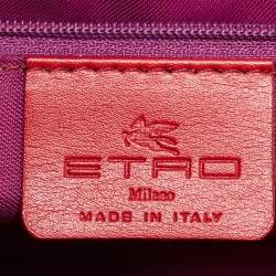 Pre Owned Etro Multicolor Paisley Printed Croc Embossed Leather Shoulder Bag