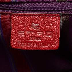 Pre Owned Etro Multicolor Leather And Goat Hair Top Zip Satchel