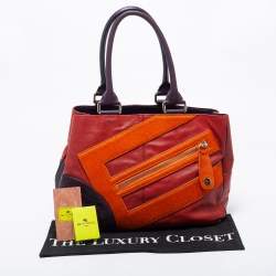 Pre Owned Etro Multicolor Leather And Goat Hair Top Zip Satchel