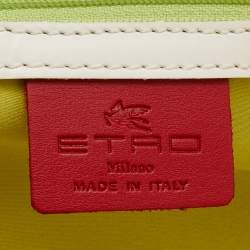 Pre Owned Etro White Paisley Embossed Leather Satchel