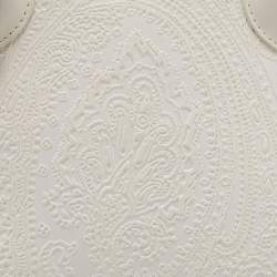 Pre Owned Etro White Paisley Embossed Leather Satchel