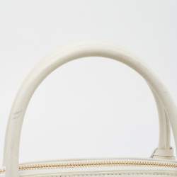 Pre Owned Etro White Paisley Embossed Leather Satchel