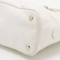 Pre Owned Etro White Paisley Embossed Leather Satchel