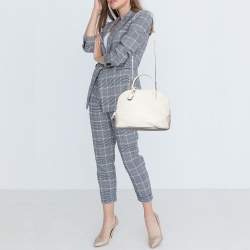 Pre Owned Etro White Paisley Embossed Leather Satchel