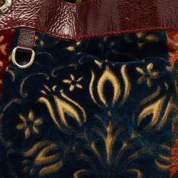 Pre Owned Etro Multicolor Paisley Velvet  and Patent Leather Shoulder Bag 