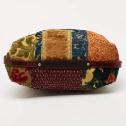 Pre Owned Etro Multicolor Paisley Velvet  and Patent Leather Shoulder Bag 