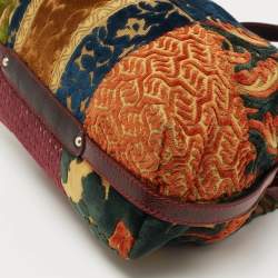 Pre Owned Etro Multicolor Paisley Velvet  and Patent Leather Shoulder Bag 