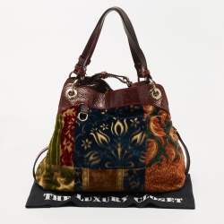 Pre Owned Etro Multicolor Paisley Velvet  and Patent Leather Shoulder Bag 