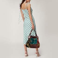 Pre Owned Etro Multicolor Paisley Velvet  and Patent Leather Shoulder Bag 