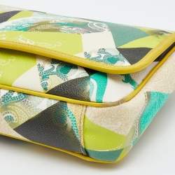 Pre Owned Etro Multicolor Paisley Printed Coated Canvas and Leather Flap Shoulder Bag