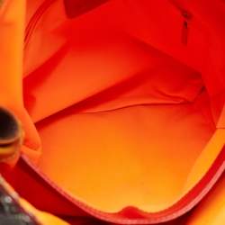 Pre Owned Etro Brown/Red Paisley Coated Canvas and Leather Studded Hobo