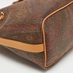 Etro Brown Paisley Printed Coated Canvas and Leather Drawstring Bucket Bag