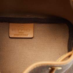 Etro Brown Paisley Printed Coated Canvas and Leather Drawstring Bucket Bag