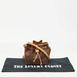 Etro Brown Paisley Printed Coated Canvas and Leather Drawstring Bucket Bag