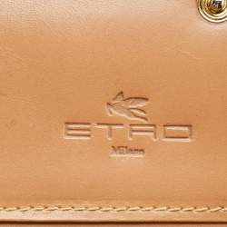 Pre Owned Etro Brown Paisley Print Coated Canvas Continental Wallet