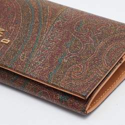 Pre Owned Etro Brown Paisley Print Coated Canvas Continental Wallet