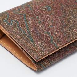Pre Owned Etro Brown Paisley Print Coated Canvas Continental Wallet