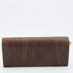 Pre Owned Etro Brown Paisley Print Coated Canvas Continental Wallet