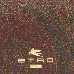 Pre Owned Etro Brown Paisley Print Coated Canvas Continental Wallet