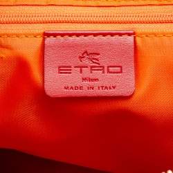 Etro Multicolor Paisley Print Coated Canvas and Lizard Embossed Leather Satchel