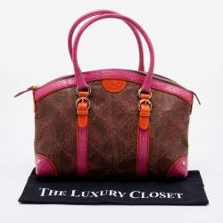 Etro Multicolor Paisley Print Coated Canvas and Lizard Embossed Leather Satchel