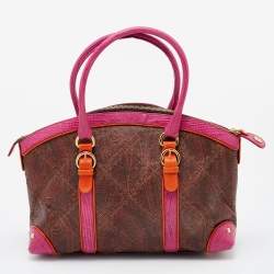 Etro Multicolor Paisley Print Coated Canvas and Lizard Embossed Leather Satchel