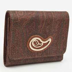 Pre Owned Etro Multicolor Paisley Printed Coated Canvas Trifold Compact Wallet