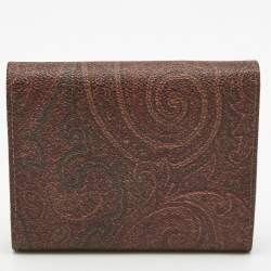Pre Owned Etro Multicolor Paisley Printed Coated Canvas Trifold Compact Wallet