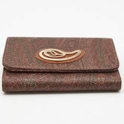 Pre Owned Etro Multicolor Paisley Printed Coated Canvas Trifold Compact Wallet