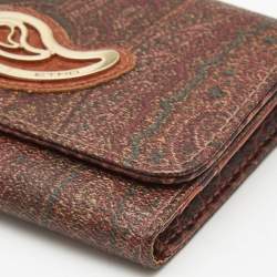 Pre Owned Etro Multicolor Paisley Printed Coated Canvas Trifold Compact Wallet