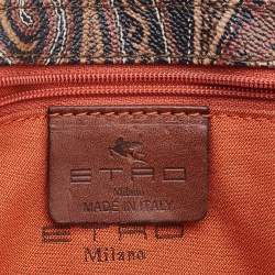 Pre Owned Etro Brown Paisley Print Coated Canvas and Leather Crossbody Bag