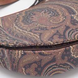 Pre Owned Etro Brown Paisley Print Coated Canvas and Leather Crossbody Bag