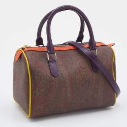 Pre Owned Etro Multicolour Paisley Print Coated Canvas and Leather Bowler Bag