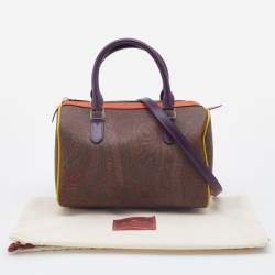 Pre Owned Etro Multicolour Paisley Print Coated Canvas and Leather Bowler Bag