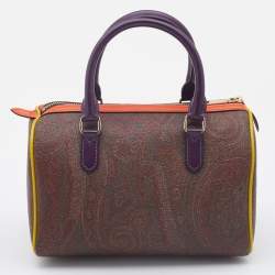 Pre Owned Etro Multicolour Paisley Print Coated Canvas and Leather Bowler Bag